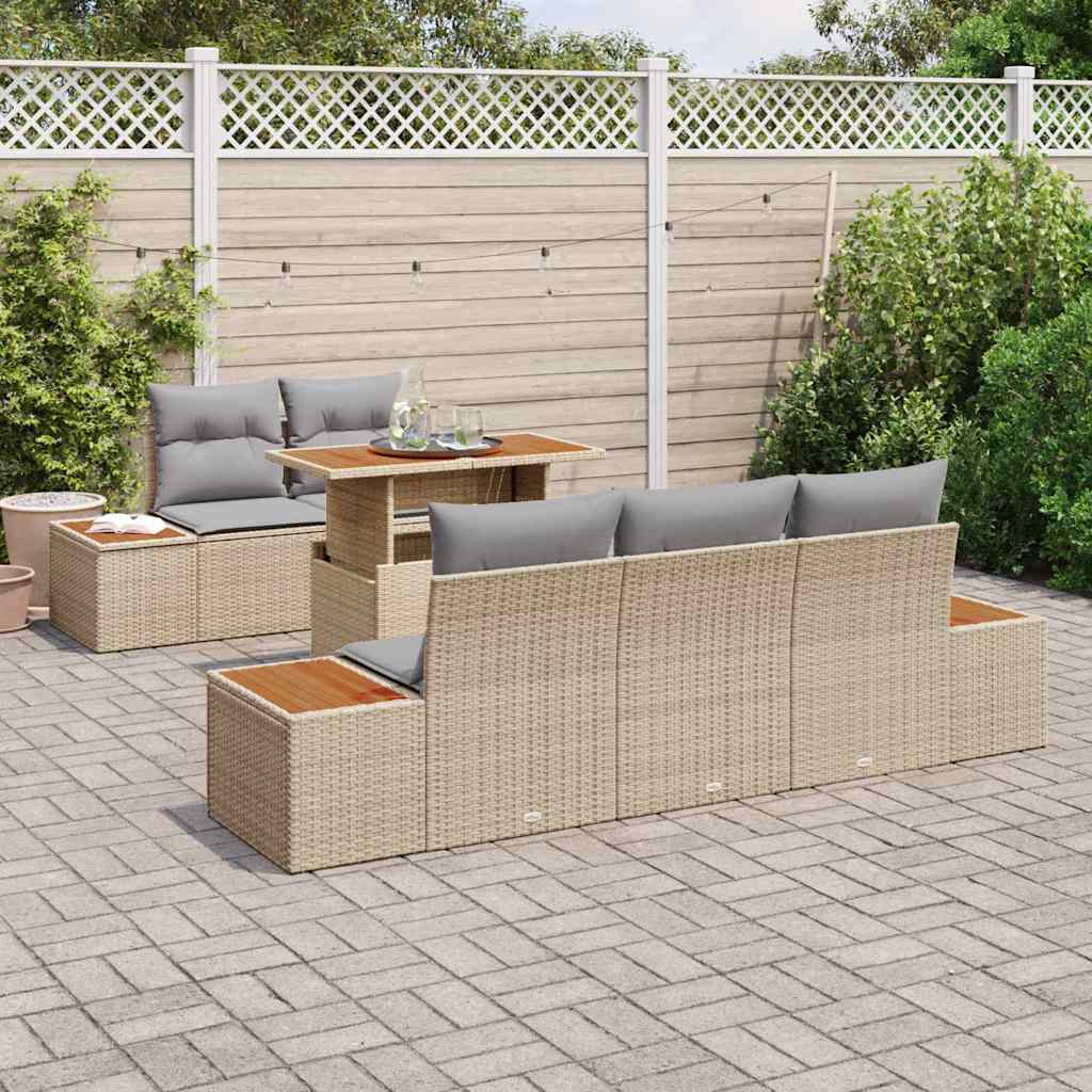 Garten Essgruppe mit Kissen 6 pcs Beige und Grau