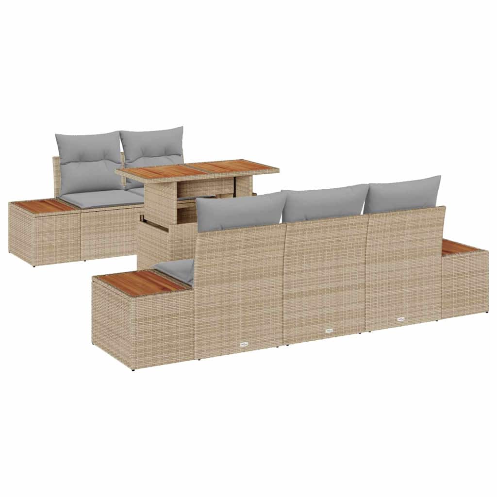 Garten Essgruppe mit Kissen 6 pcs Beige und Grau