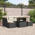Garten Essgruppe mit Kissen 9 pcs Schwarz und Beige
