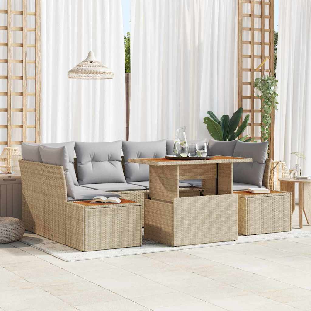 Garten Essgruppe mit Kissen 9 pcs Beige und Grau