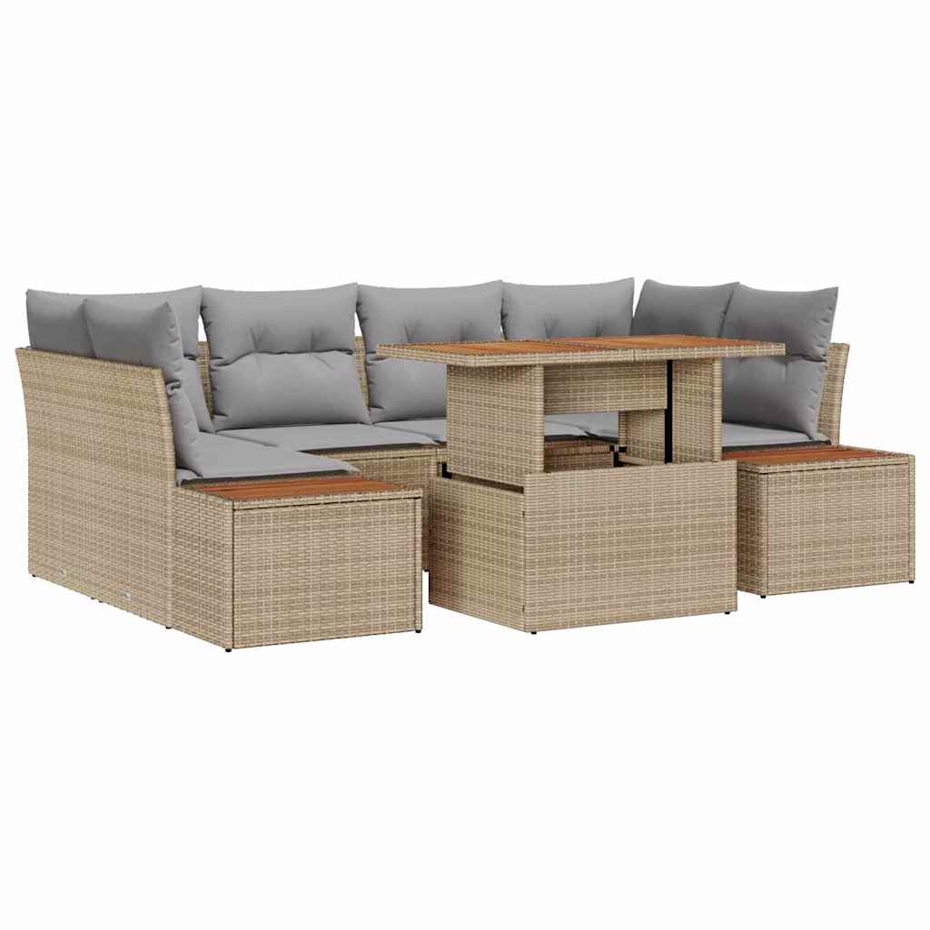 Garten Essgruppe mit Kissen 9 pcs Beige und Grau