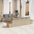 Garten-Sofa-Set mit Kissen 8 pcs Beige Poly Rattan