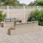 Garten-Sofa-Set mit Kissen 8 pcs Beige Poly Rattan