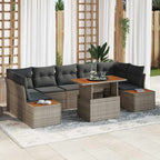 Garten Essgruppe mit Kissen 8 pcs Grau und Braun