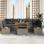 Garten Essgruppe mit Kissen 8 pcs Grau und Braun
