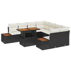 Garten Essgruppe mit Kissen 9 pcs Schwarz und Beige