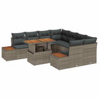 Garten Essgruppe mit Kissen 9 pcs Grau und Braun