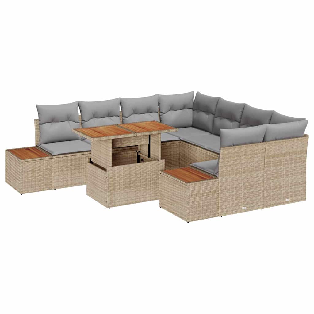 Garten Essgruppe mit Kissen 9 pcs Beige und Grau