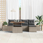 Garten Essgruppe mit Kissen 6 pcs Grau und Braun