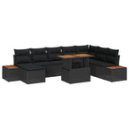 Garten Essgruppe mit Kissen 9 pcs Schwarz und Braun