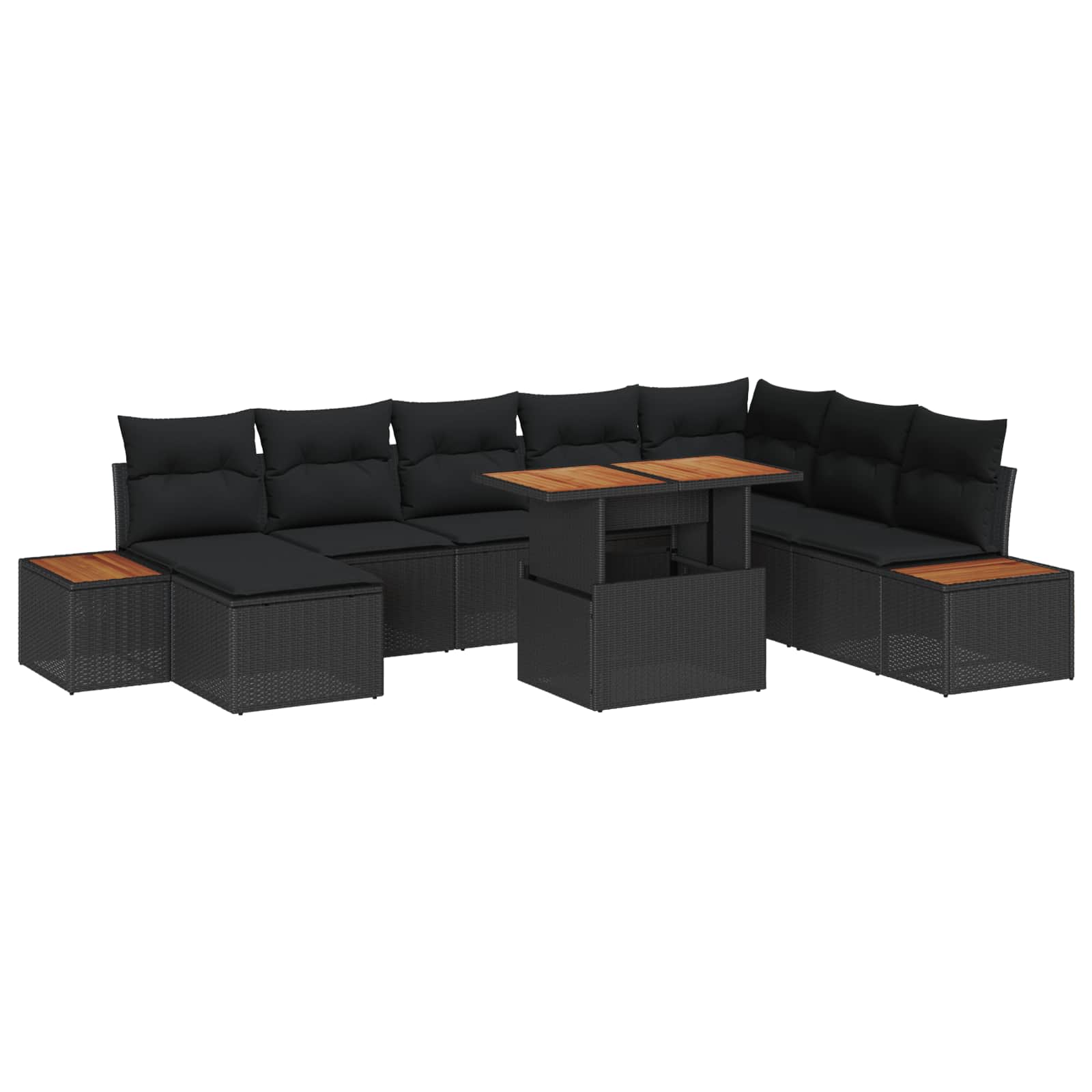 Garten Essgruppe mit Kissen 9 pcs Schwarz und Braun