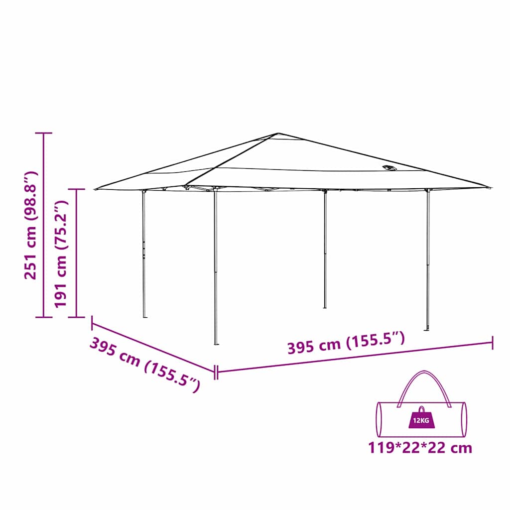 Pavillon-Zelt Grün 395 x 395 x 251 cm Stoff