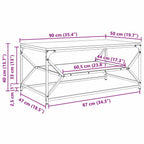 Couchtisch Graues Sonoma 90 x 50 x 40 cm