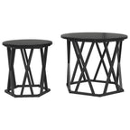Beistelltisch 2 pcs Schwarz Eichen-Optik