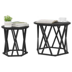 Beistelltisch 2 pcs Schwarz Eichen-Optik