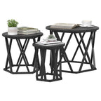 Nesting Beistelltisch 3 pcs Schwarz Eichen-Optik