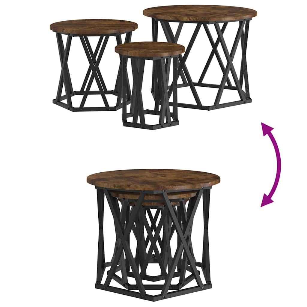 Nesting Beistelltisch 3 pcs Geräucherte Eiche