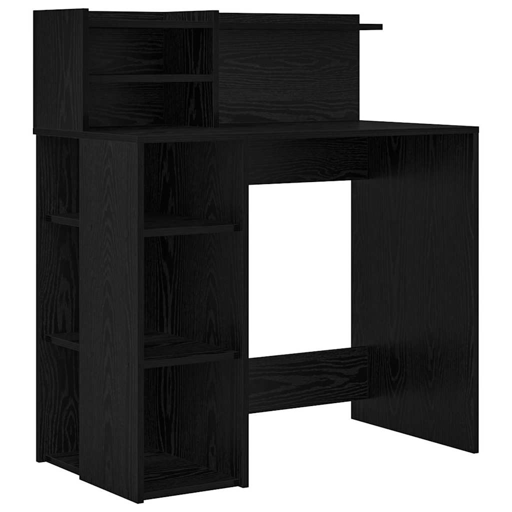 Schreibtisch mit Regal Schwarz Eichen-Optik 90 x 48 x 101,5 cm