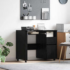 Tisch mit Rädern mit Regal Schwarz Eichen-Optik 91 x 50 x 77 cm