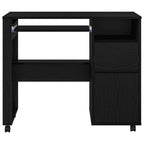 Tisch mit Rädern mit Regal Schwarz Eichen-Optik 91 x 50 x 77 cm