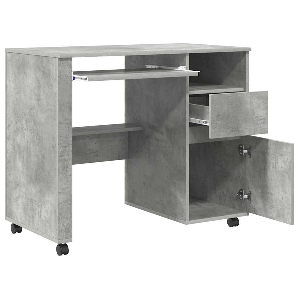 Tisch mit Rädern Beton Grau 91 x 50 x 77 cm Holzwerkstoff