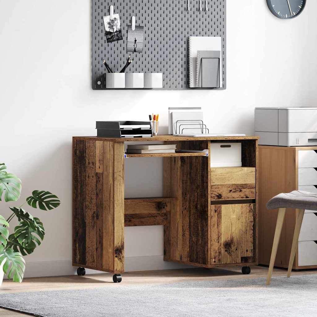 Tisch mit Rädern Mit Rad Altholz 91 x 50 x 77 cm Holzwerkstoff