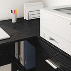 Schreibtisch mit Regal Schwarz Eichen-Optik 102 x 50 x 75 cm