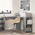 Eck-Schreibtisch mit Regal Graues Sonoma 140 x 113,5 x 75 cm
