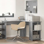 Eck-Schreibtisch mit Regal Graues Sonoma 140 x 113,5 x 75 cm