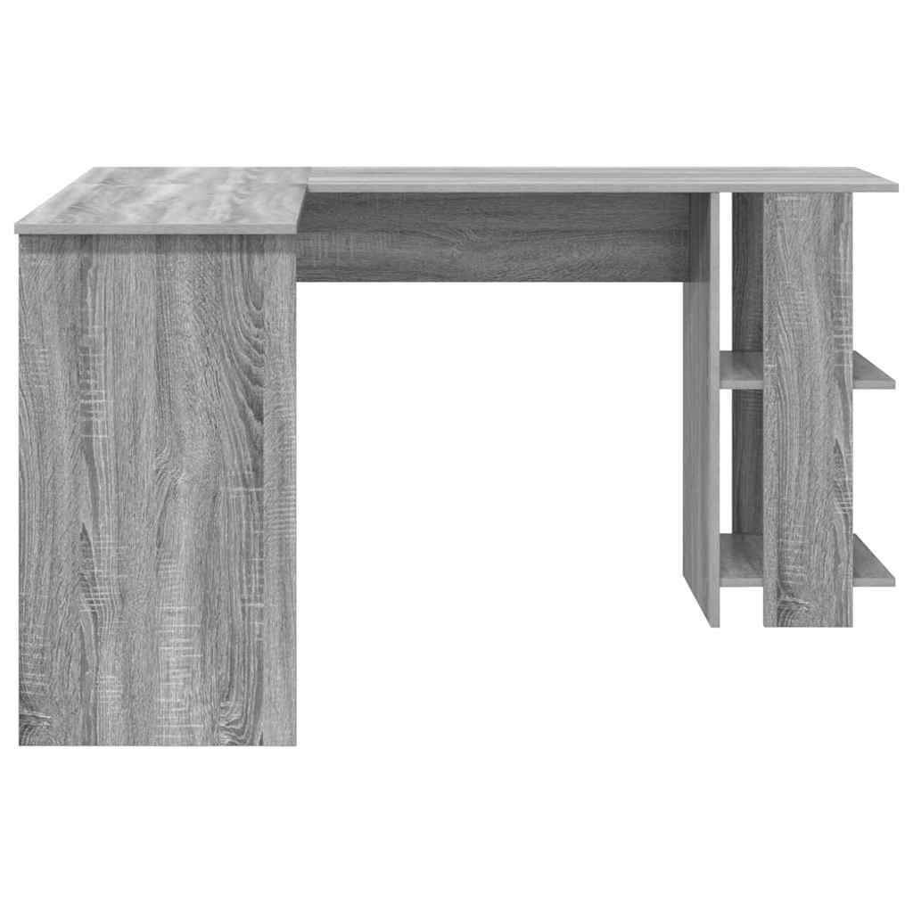 Eck-Schreibtisch mit Regal Graues Sonoma 140 x 113,5 x 75 cm