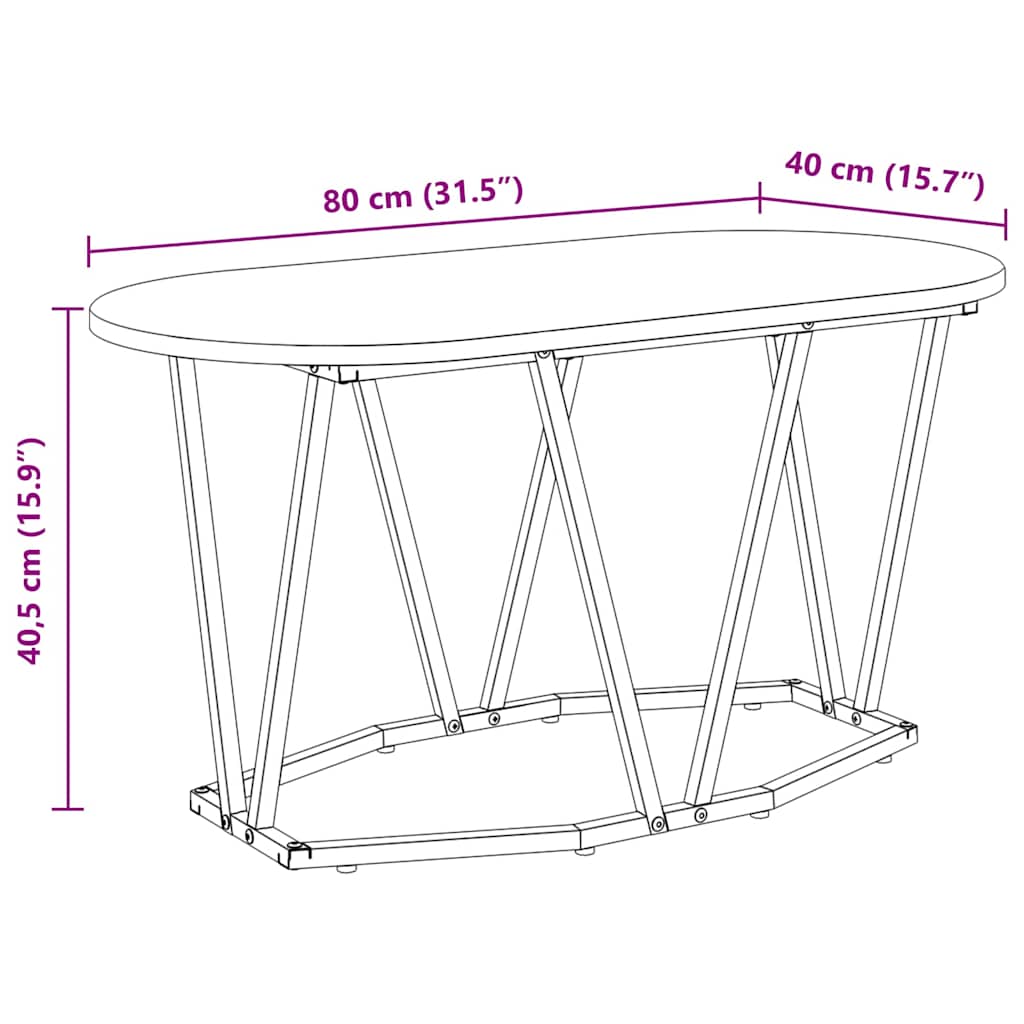 Couchtisch Grau 80 x 40 x 40.5 cm Sperrholz und Metall