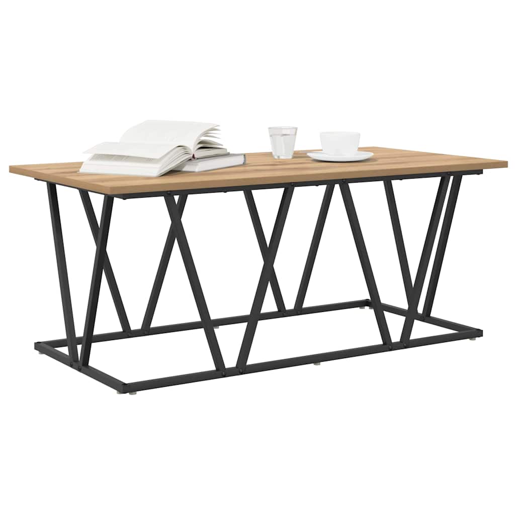 Couchtisch Artisan-Eiche 100 x 50 x 40 cm Sperrholz und Metall