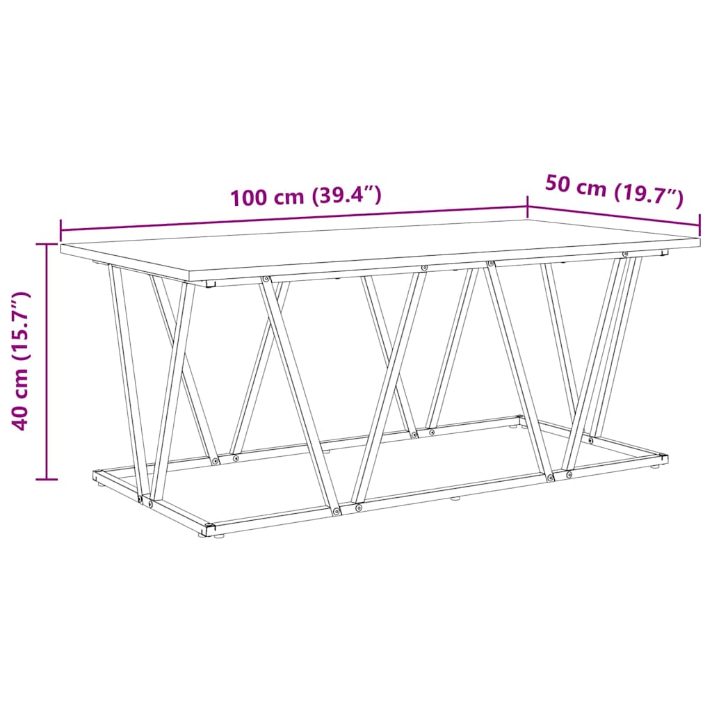 Couchtisch Artisan-Eiche 100 x 50 x 40 cm Sperrholz und Metall
