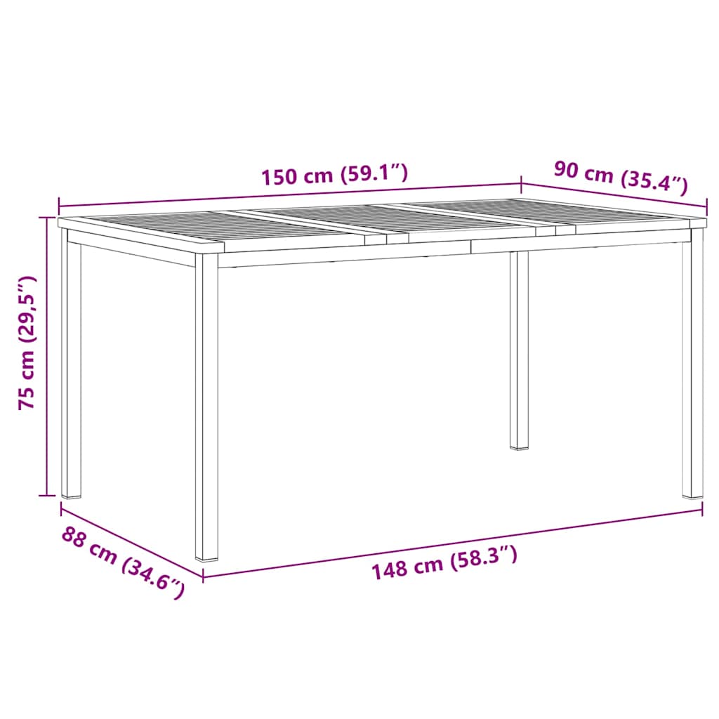 Esstisch Braun 150 x 90 x 75 cm Massivholz Teak