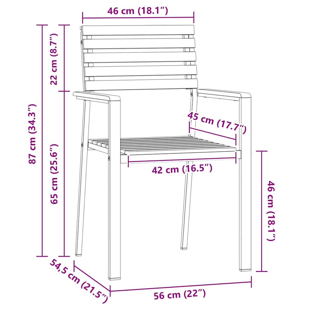 Gartenstuhl 4 pcs Öl-Natur 56 x 54,5 x 87 cm Massivholz Akazie