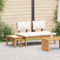 Gartenbank und Tischset 2 pcs Creme und Braun Massivholz Teak