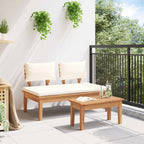 Gartenbank und Tischset 2 pcs Creme und Braun Massivholz Teak