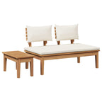 Gartenbank und Tischset 2 pcs Creme und Braun Massivholz Teak