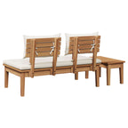 Gartenbank und Tischset 2 pcs Creme und Braun Massivholz Teak