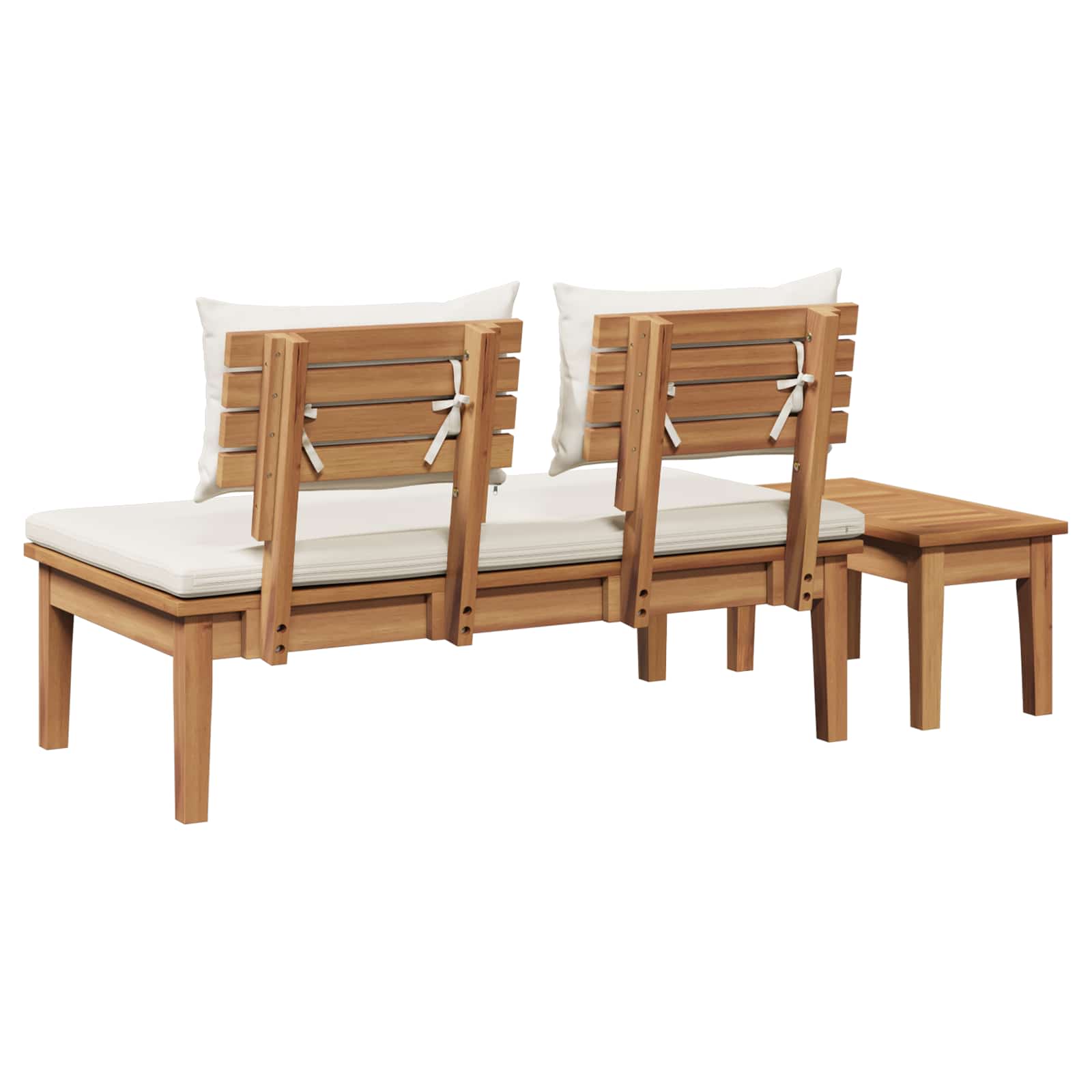 Gartenbank und Tischset 2 pcs Creme und Braun Massivholz Teak