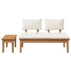 Gartenbank und Tischset 2 pcs Creme und Braun Massivholz Teak