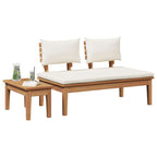 Gartenbank und Tischset 2 pcs Creme und Braun Massivholz Teak