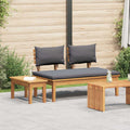 Gartenbank und Tischset 2 pcs Grau und Braun Massivholz Teak
