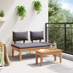 Gartenbank und Tischset 2 pcs Grau und Braun Massivholz Teak