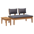 Gartenbank und Tischset 2 pcs Grau und Braun Massivholz Teak