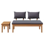 Gartenbank und Tischset 2 pcs Grau und Braun Massivholz Teak