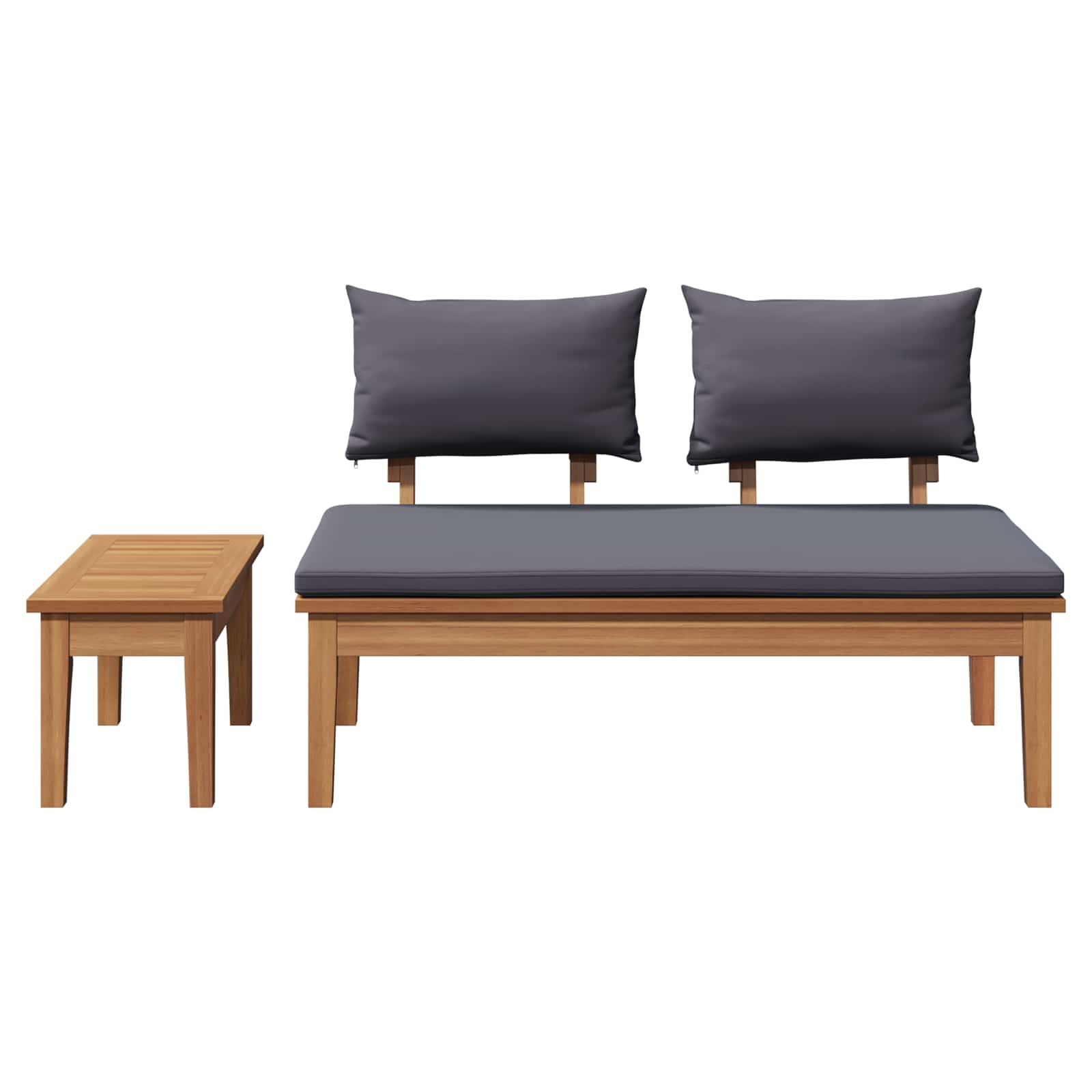 Gartenbank und Tischset 2 pcs Grau und Braun Massivholz Teak