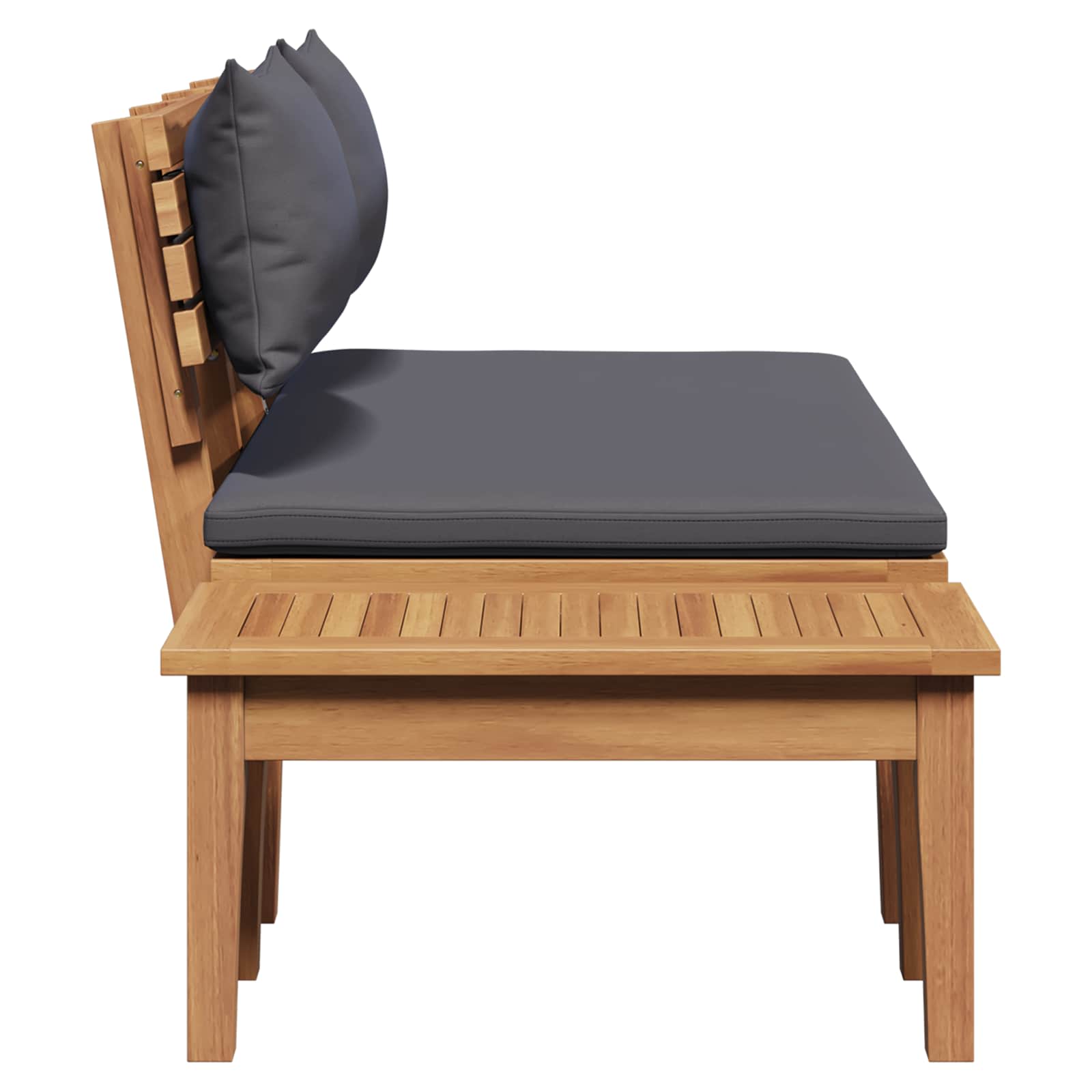 Gartenbank und Tischset 2 pcs Grau und Braun Massivholz Teak