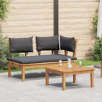 Gartenbank und Tischset 2 pcs Grau und Braun Massivholz Teak