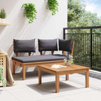 Gartenbank und Tischset 2 pcs Grau und Braun Massivholz Teak
